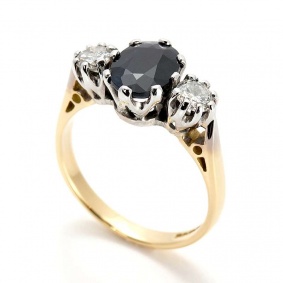 18YG Sapphire and Diamond Ring